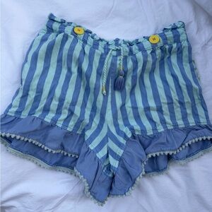 Matilda Jane Blue and Green Striped High Waist Shorts